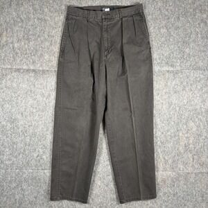 Vintage Polo Ralph Lauren Chino Pant Men 30x30 Faded Black Gray Pleated Straight